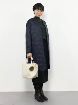 「キルティングコート」｜三由佳奈さん（レディース・160cm）の秋コーディネート