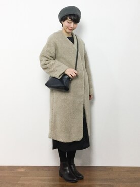 「ENVYM（アンビー）のアイテム（ノーカラージャケット）」を使った、三由佳奈さん（レディース・160cm）の秋コーディネート