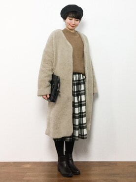「ENVYM（アンビー）のアイテム（ノーカラージャケット）」を使った、三由佳奈さん（レディース・160cm）の秋コーディネート