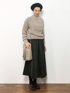 三由佳奈さん(レディース・160cm)の秋コーディネート