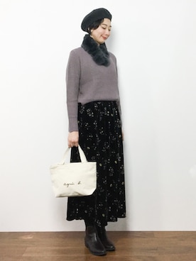 三由佳奈さん(レディース・160cm)の秋コーディネート