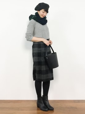 三由佳奈さん（レディース・160cm）の冬コーディネート