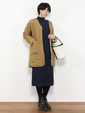 「キルティングコート」｜三由佳奈さん（レディース・160cm）の冬コーディネート