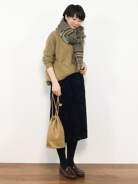 三由佳奈さん（レディース・160cm）の冬コーディネート