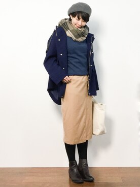 「ラップスカート」｜「アイテム（ブルゾン）」を使った、三由佳奈さん（レディース・160cm）の冬コーディネート