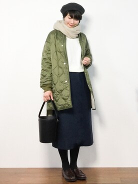 「キルティングコート」｜三由佳奈さん（レディース・160cm）の冬コーディネート