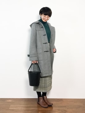 「ナチュラルスタイル」｜「アイテム（ダッフルコート）」を使った、三由佳奈さん（レディース・160cm）の冬コーディネート