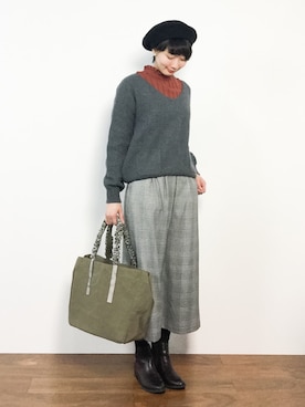 「REAL CUBE（リアルキューブ）のアイテム（バッグ）」を使った、三由佳奈さん（レディース・160cm）の冬コーディネート