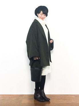 「ナチュラルスタイル」｜「アイテム（チェスターコート）」を使った、三由佳奈さん（レディース・160cm）の冬コーディネート