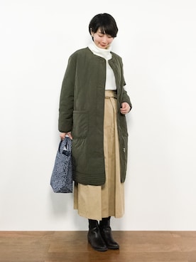 「キルティングコート」｜三由佳奈さん（レディース・160cm）の冬コーディネート