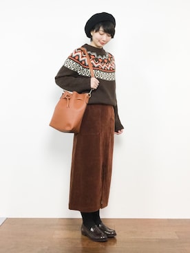 三由佳奈さん（レディース・160cm）の冬コーディネート