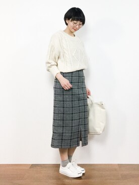 三由佳奈さん（レディース・160cm）の冬コーディネート