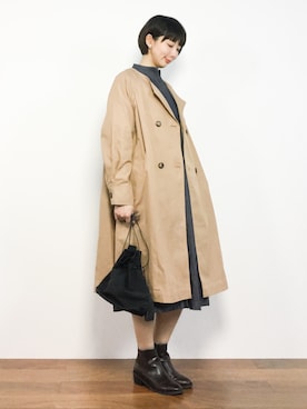 「デニムワンピース」｜「アイテム（その他アウター）」を使った、三由佳奈さん（レディース・160cm）の冬コーディネート