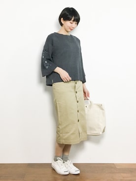 三由佳奈さん（レディース・160cm）の冬コーディネート