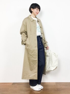 「ナチュラルスタイル」｜「アイテム（ステンカラーコート）」を使った、三由佳奈さん（レディース・160cm）の冬コーディネート