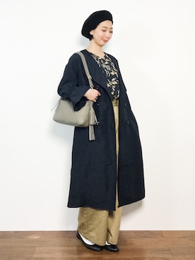 「SpRay（スプレイ）のアイテム（トレンチコート）」を使った、三由佳奈さん（レディース・160cm）の冬コーディネート