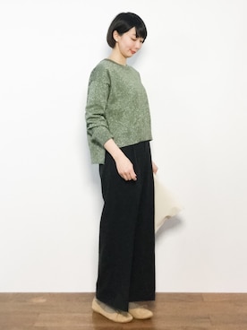 「黒パンツ」｜三由佳奈さん（レディース・160cm）の冬コーディネート