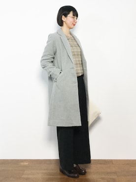 「ナチュラルスタイル」｜「アイテム（チェスターコート）」を使った、三由佳奈さん（レディース・160cm）の冬コーディネート