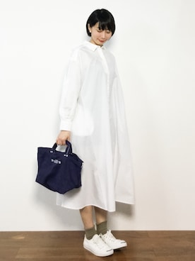 「ナチュラルスタイル」｜「アイテム（シャツワンピース）」を使った、三由佳奈さん（レディース・160cm）の冬コーディネート