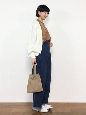 「AZUL ENCANTO（アズールエンカント）のアイテム（シャツ/ブラウス）」を使った、三由佳奈さん（レディース・160cm）の冬コーディネート