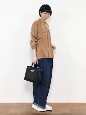 「AZUL ENCANTO（アズールエンカント）のアイテム（シャツ/ブラウス）」を使った、三由佳奈さん（レディース・160cm）の冬コーディネート