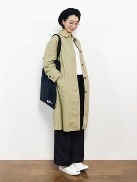 「ナチュラルスタイル」｜「アイテム（ステンカラーコート）」を使った、三由佳奈さん（レディース・160cm）の春コーディネート