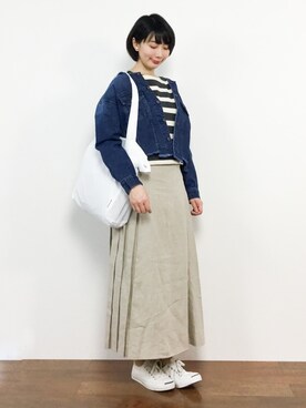 「Simplicite（サンプリシテ）のアイテム（ブルゾン）」を使った、三由佳奈さん（レディース・160cm）の春コーディネート
