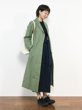 「SLOBE IENA（スローブイエナ）のアイテム（チェスターコート）」を使った、三由佳奈さん（レディース・160cm）の春コーディネート