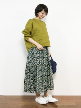 「マスタードイエロー」｜三由佳奈さん（レディース・160cm）の春コーディネート