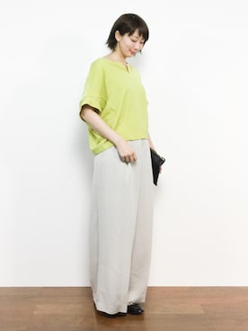 「マスタードイエロー」｜三由佳奈さん（レディース・160cm）の春コーディネート