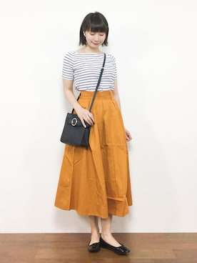 「マスタードイエロー」｜三由佳奈さん（レディース・160cm）の夏コーディネート