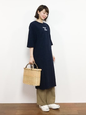 「TIMELESS COMFORT（タイムレスコンフォート）のアイテム」を使った、三由佳奈さん（レディース・160cm）の夏コーディネート