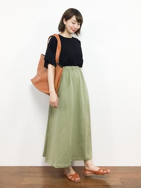 「L.H.P（エルエイチピー）のアイテム（トートバッグ）」を使った、三由佳奈さん（レディース・160cm）の夏コーディネート