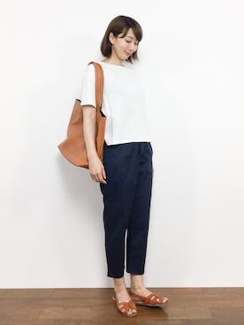 「L.H.P（エルエイチピー）のアイテム（トートバッグ）」を使った、三由佳奈さん（レディース・160cm）の夏コーディネート