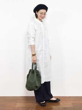 「ナチュラルスタイル」｜「アイテム（シャツワンピース）」を使った、三由佳奈さん（レディース・160cm）の夏コーディネート