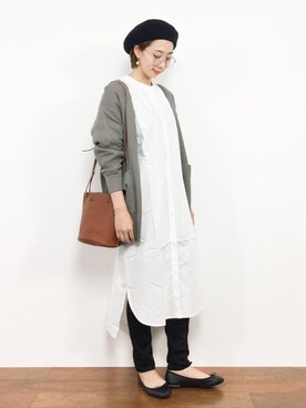 「ナチュラルスタイル」｜「アイテム（シャツワンピース）」を使った、三由佳奈さん（レディース・160cm）の秋コーディネート