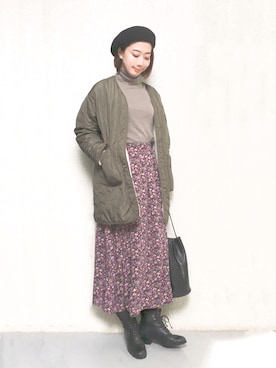 「キルティングコート」｜三由佳奈さん（レディース・160cm）の秋コーディネート