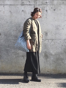 「キルティングコート」｜三由佳奈さん（レディース・160cm）の冬コーディネート