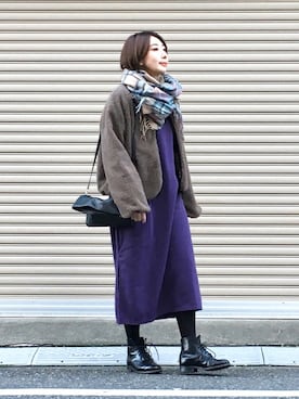 三由佳奈さん（レディース・160cm）の冬コーディネート