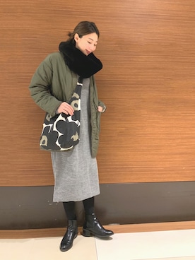 「キルティングコート」｜三由佳奈さん（レディース・160cm）の冬コーディネート