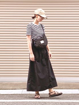 「ナチュラルスタイル」｜「アイテム（キャップ）」を使った、三由佳奈さん（レディース・160cm）の夏コーディネート