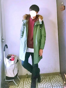 「ファー」｜「アイテム（モッズコート）」を使った、HAYATOさん（メンズ・174cm）の冬コーディネート