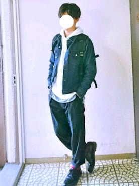 「INHERIT（インヘリット）のアイテム（スラックス）」を使った、HAYATOさん（メンズ・174cm）の冬コーディネート
