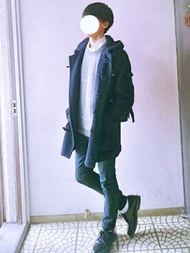 「no brand（ノーブランド）のアイテム（ダッフルコート）」を使った、HAYATOさん（メンズ・174cm）の冬コーディネート