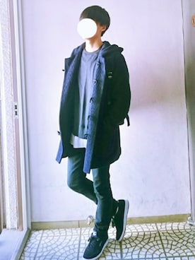 「no brand（ノーブランド）のアイテム（ダッフルコート）」を使った、HAYATOさん（メンズ・174cm）の冬コーディネート