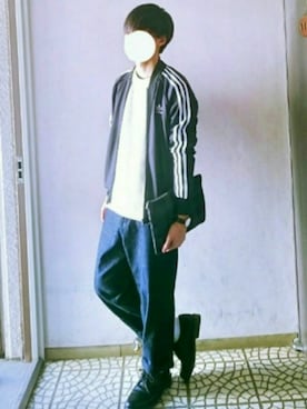 「ロールアップ」｜「アイテム（ジャージ）」を使った、HAYATOさん（メンズ・174cm）の冬コーディネート