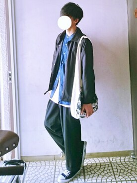 「INHERIT（インヘリット）のアイテム（スラックス）」を使った、HAYATOさん（メンズ・174cm）の春コーディネート