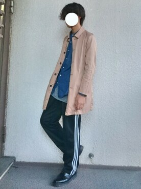 「アイテム（ステンカラーコート、ピンク系）」を使った、HAYATOさん（メンズ・174cm）の秋コーディネート