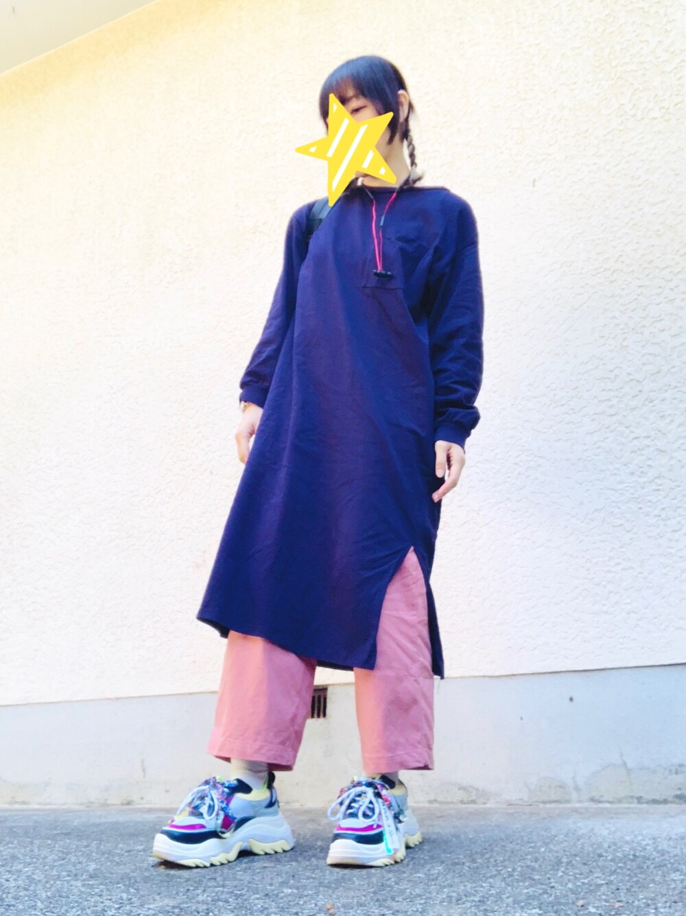 「studio CLIPのアイテム（ワンピース、パープル系）」を使った、LiNnoSUKeさん（レディース・157cm）の秋コーディネートの1枚目の写真