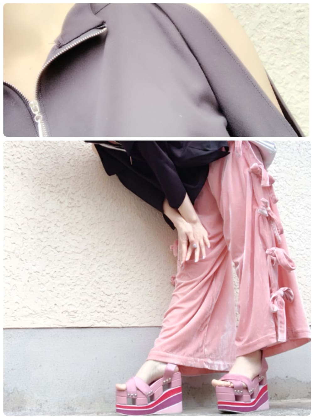 LiNnoSUKeさんの「BE MY HONEY VELOUR WIDE PANTS（Candy Stripper）」を使ったコーディネート